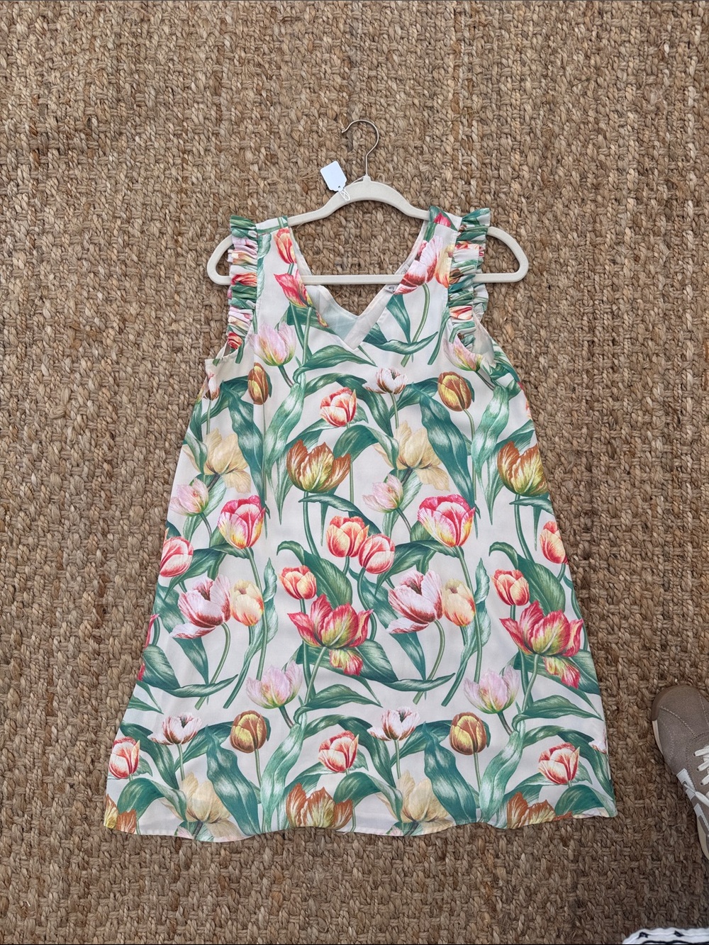 Women’s ' Floral Tulip Mini Dress in Pink & Green